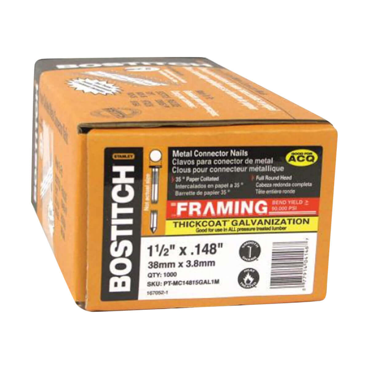 Bostitch Metal Connector Nails - 1-1/2-in x .148 35° - Standard - Box of 1000
