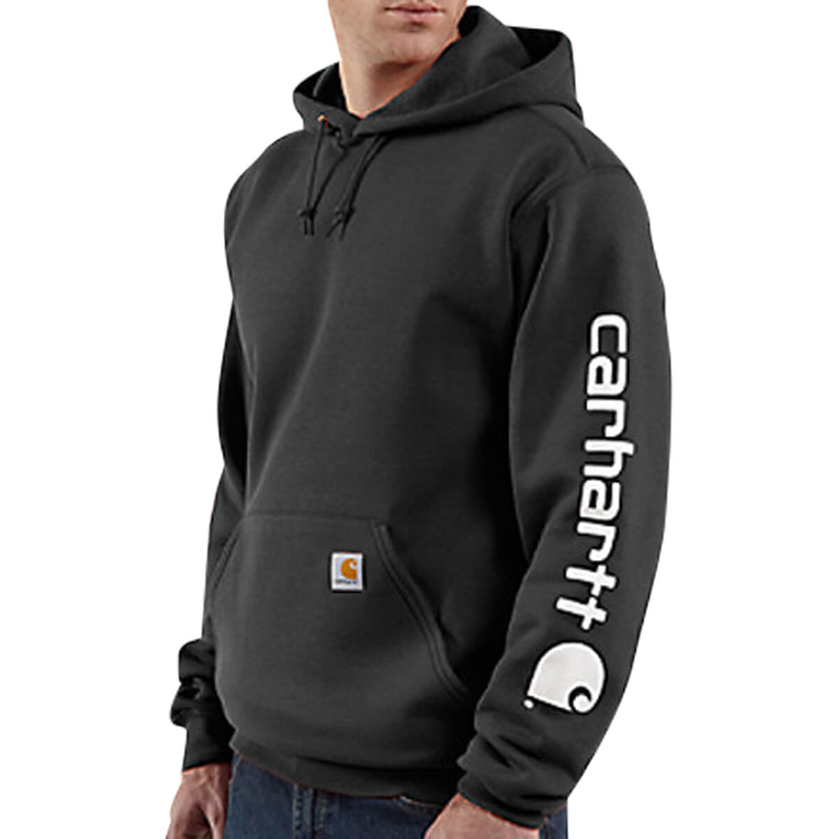 Carhartt Midweight Hooded Logo Sweatshirt - Size: S • Black