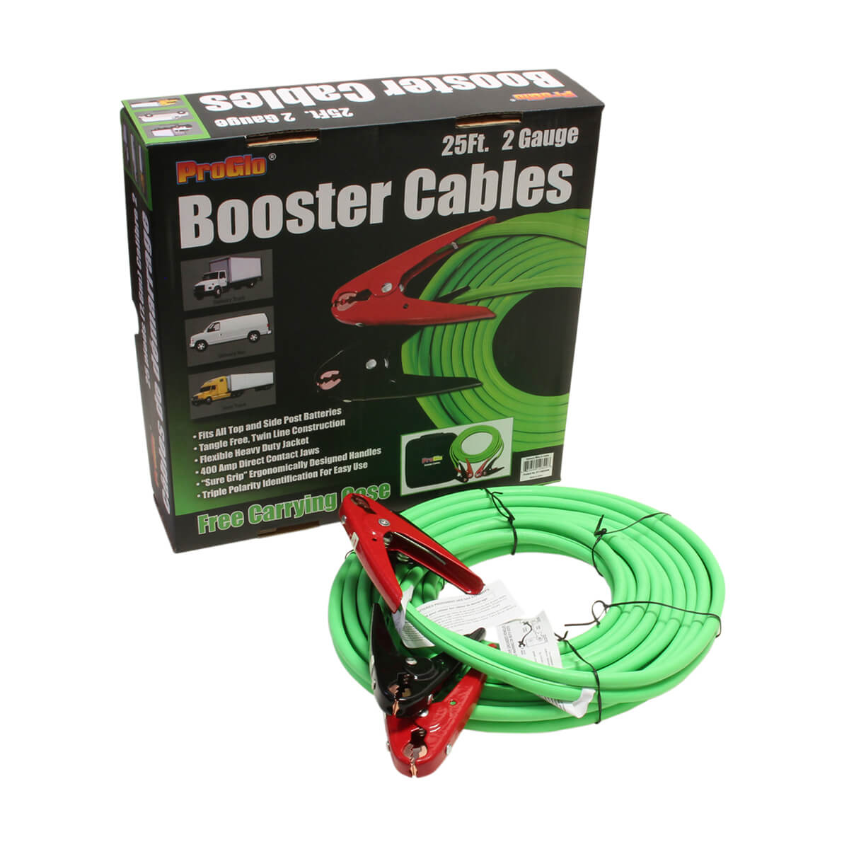 Pro Glo® Booster Cables - 2 Gauge with Case - 25-ft