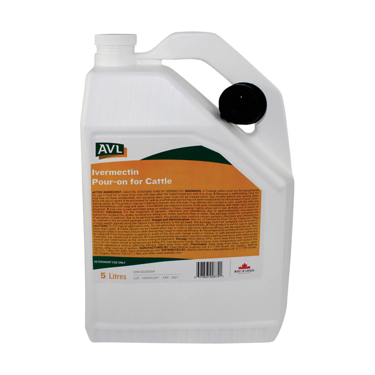 AVL Ivermectin Pour-on For Cattle - 5 L