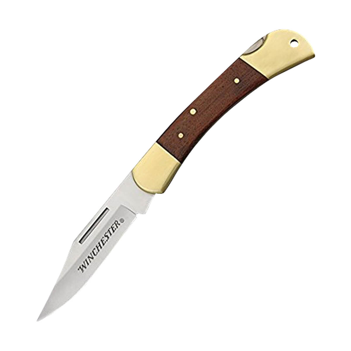 Winchester Brass Folding Knife with Leather Sheath - 3.5-in