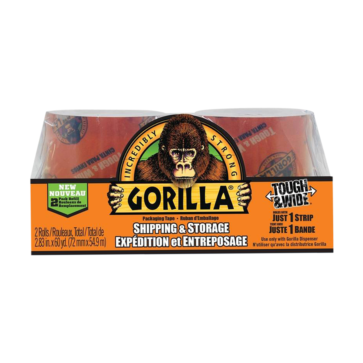 Gorilla Tough and Wide Packaging Tape - 30 yd