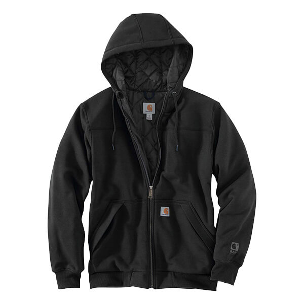 Carhartt Rain Defender® Rockland Quilt-Lined Full-Zip Hooded Sweatshirt - Black
