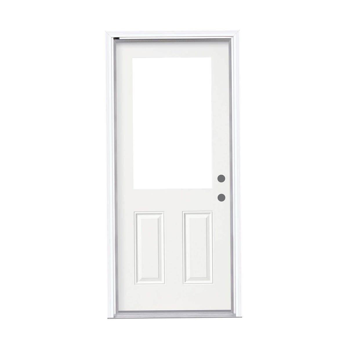 Steel Entry Door With 1/2 Lite Cutout - 2x6 FJ Pine Jamb -  Left Hand Inswing - Double Drill