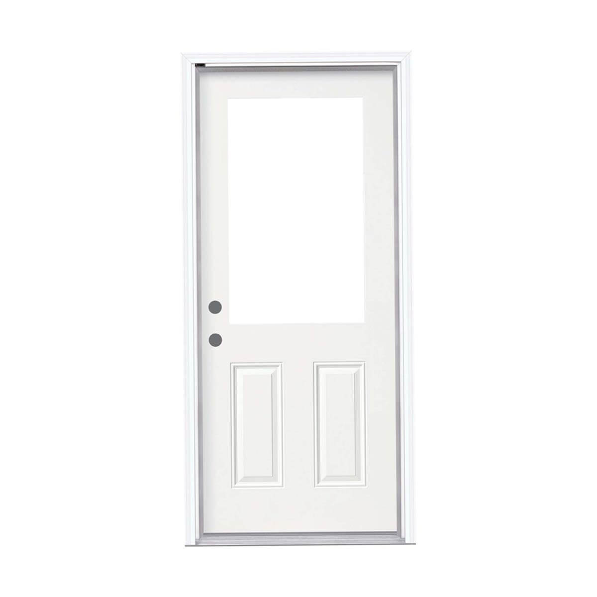 Steel Entry Door With 1/2 Lite Cutout - 2x6 FJ Pine Jamb - Left Hand Inswing - Double Drill