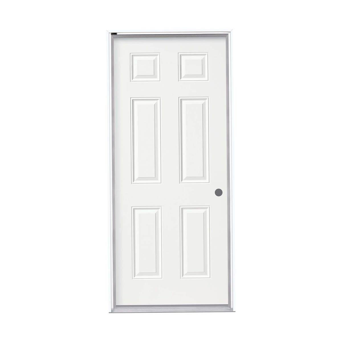 6 Panel Steel Entry Door - 2x6 Metal Clad Jamb - Left Hand Inswing - Single Drill