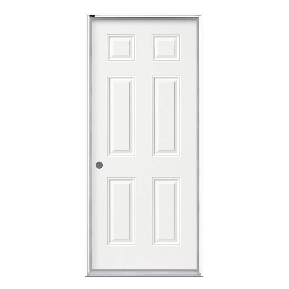 6 Panel Steel Entry Door - 2x6 Metal Clad Jamb - Right Hand Inswing - Single Drill