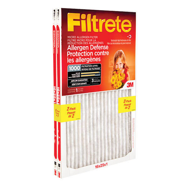 Filtrete Allergen Defense Micro Allergen Filter - MPR 1000 - 2 Pack - 16-in x 25-in x 1-in