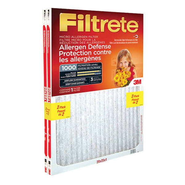 Filtrete Allergen Defense Micro Allergen Filter-  MPR 1000 - 2 Pack - 20-in x 25-in x 1-in