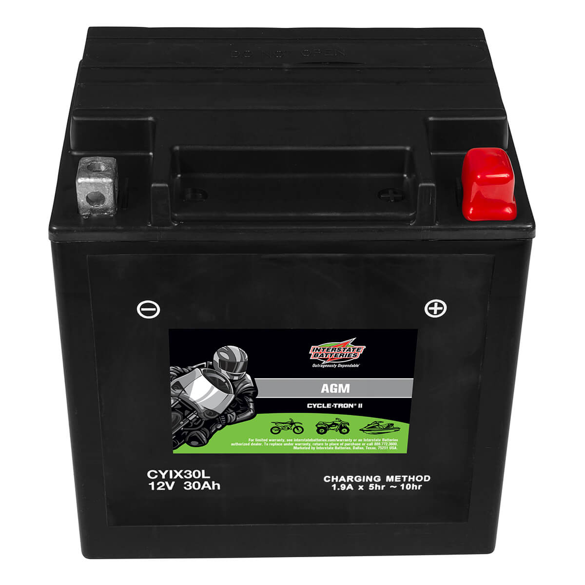 Cycletron AGM 12 Volt Battery, Non Spillable - CYIX30L-BS