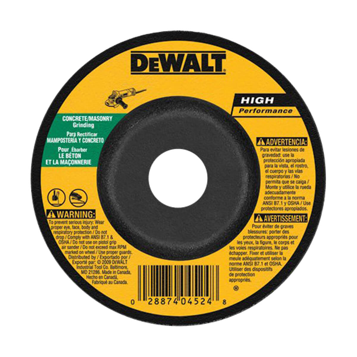 DEWALT Concrete/Masonry Grinding Wheel - 5-in x 1/4-in x 7/8-in
