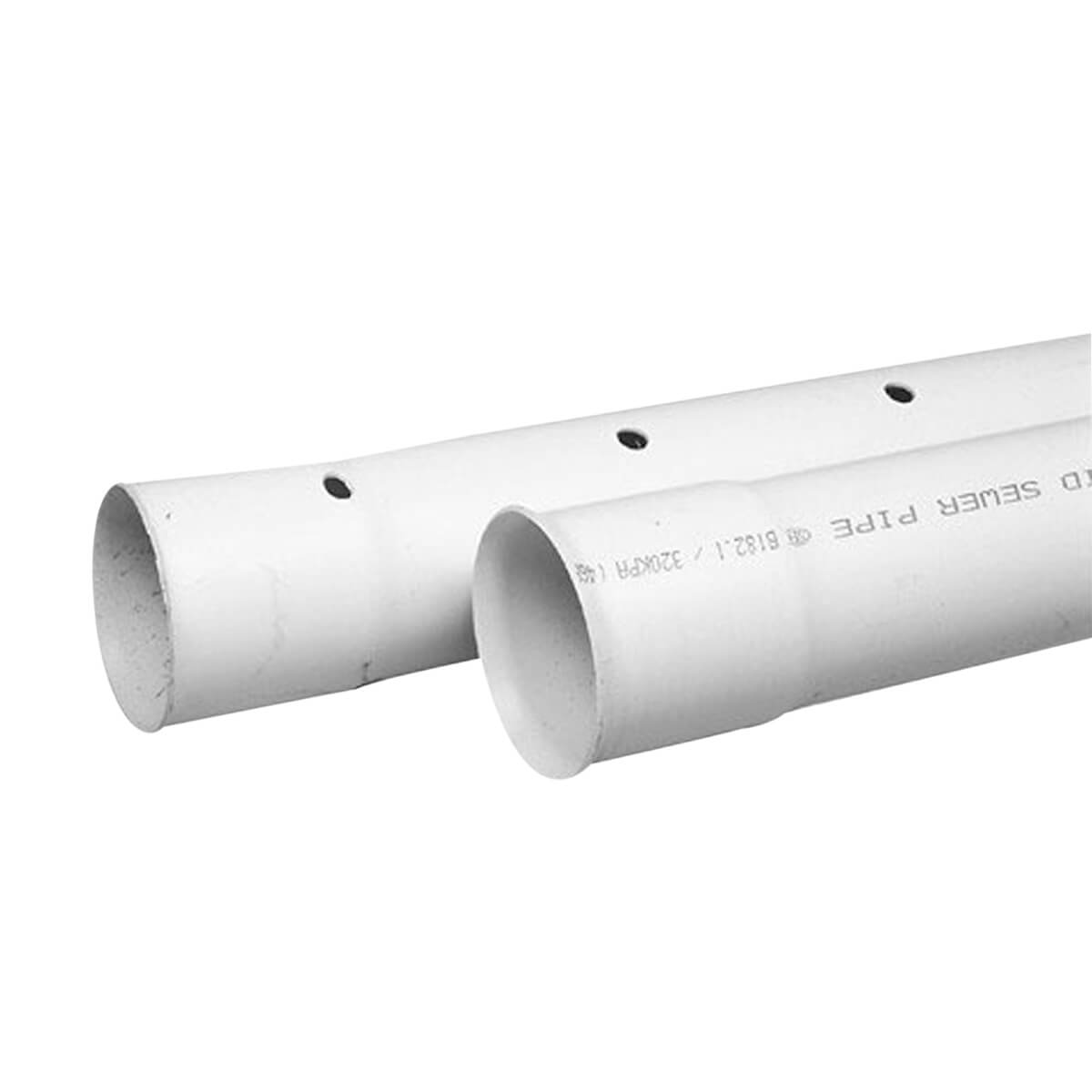 PVC Drainline Sewer Pipe - Perforated - 4-in x 10-ft