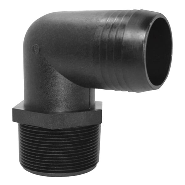 90 Degree Hose to Pipe Elbow - 3/8 X 1/2-in - Barb X MPT - Polypropylene