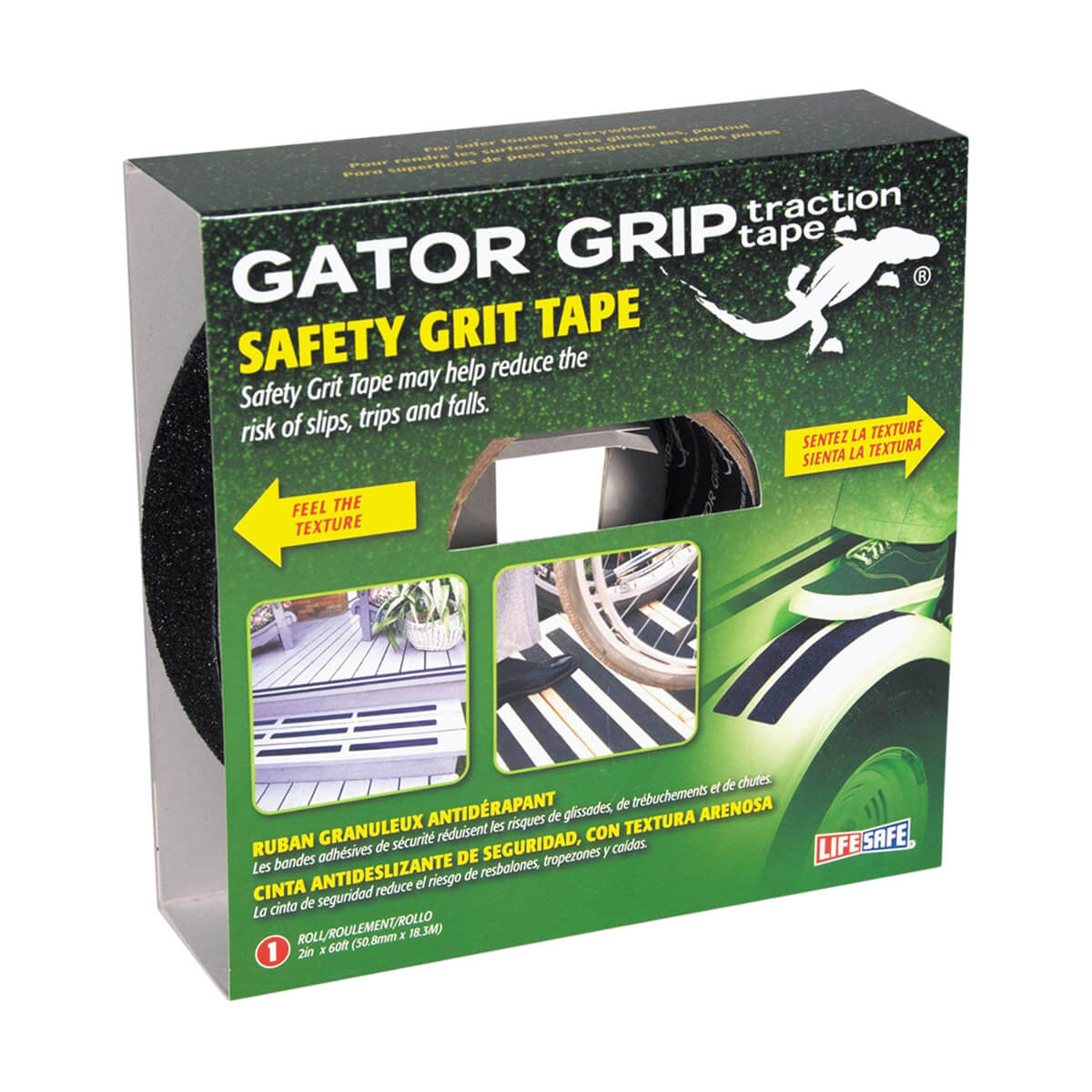 Black Gator Grip® Anti-Slip Safety Grit Tape - 2-in x 60-ft