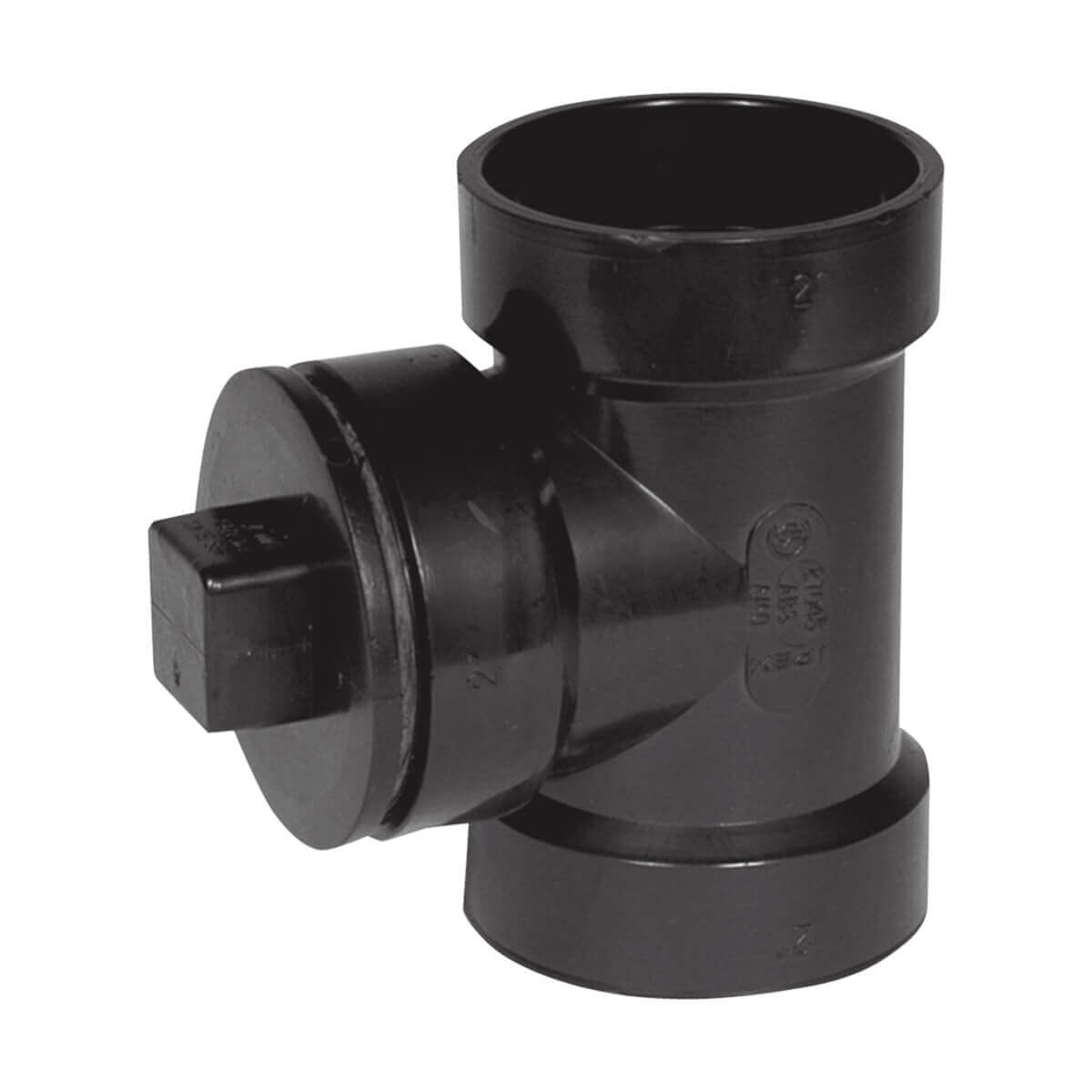ABS-DWV Cleanout Tee - with plug - Hub - 1-1/2-in