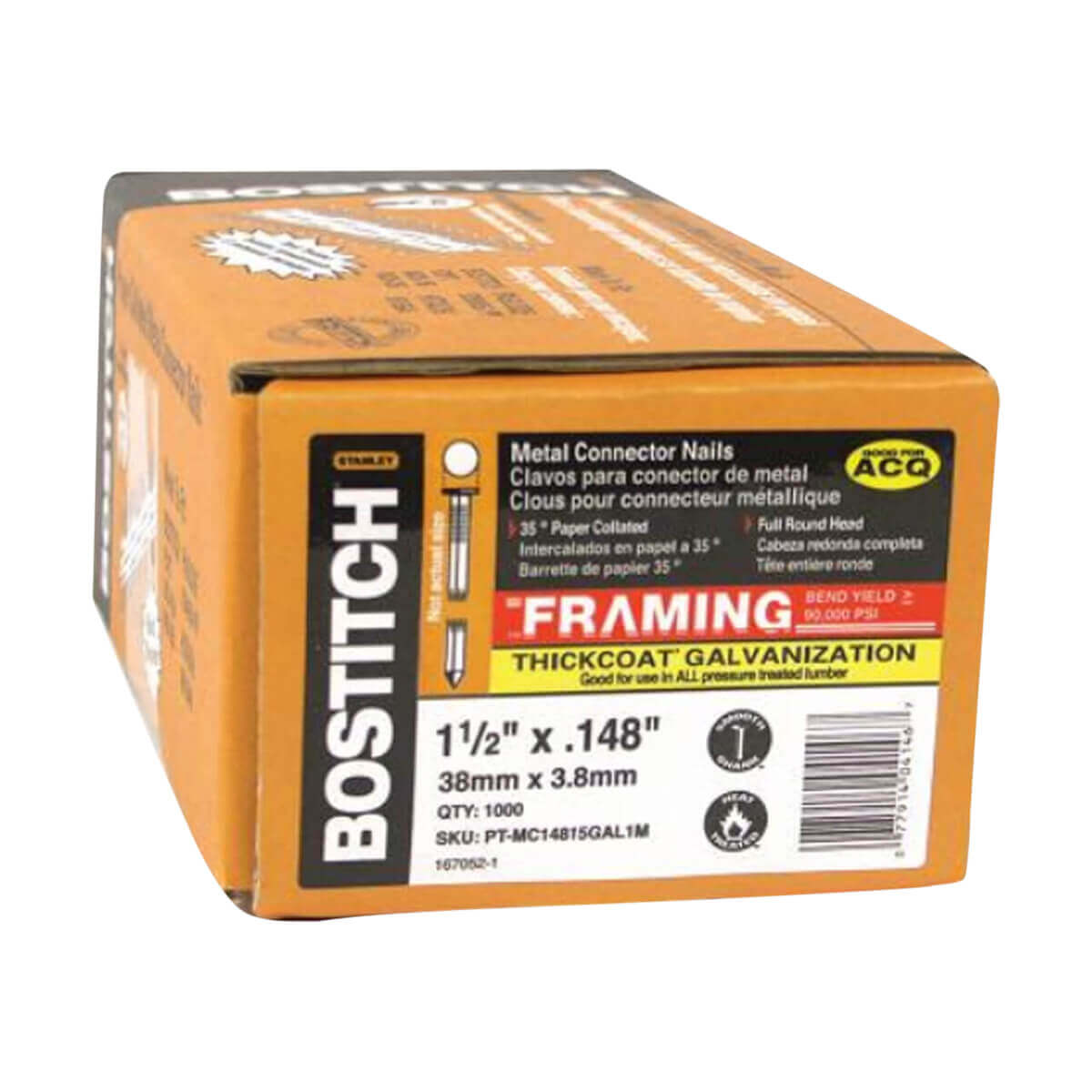 Bostitch Metal Connector Nails - 1-1/2-in x .148-in 35° - ACQ - Box of 1000