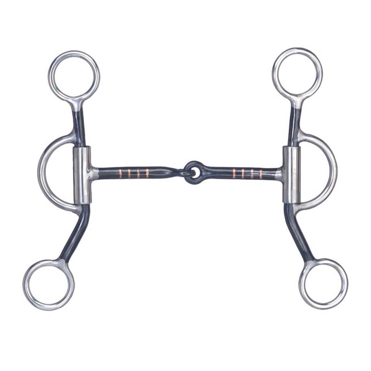 Black Steel Snaffle Mouth Bit with Copper Inlay