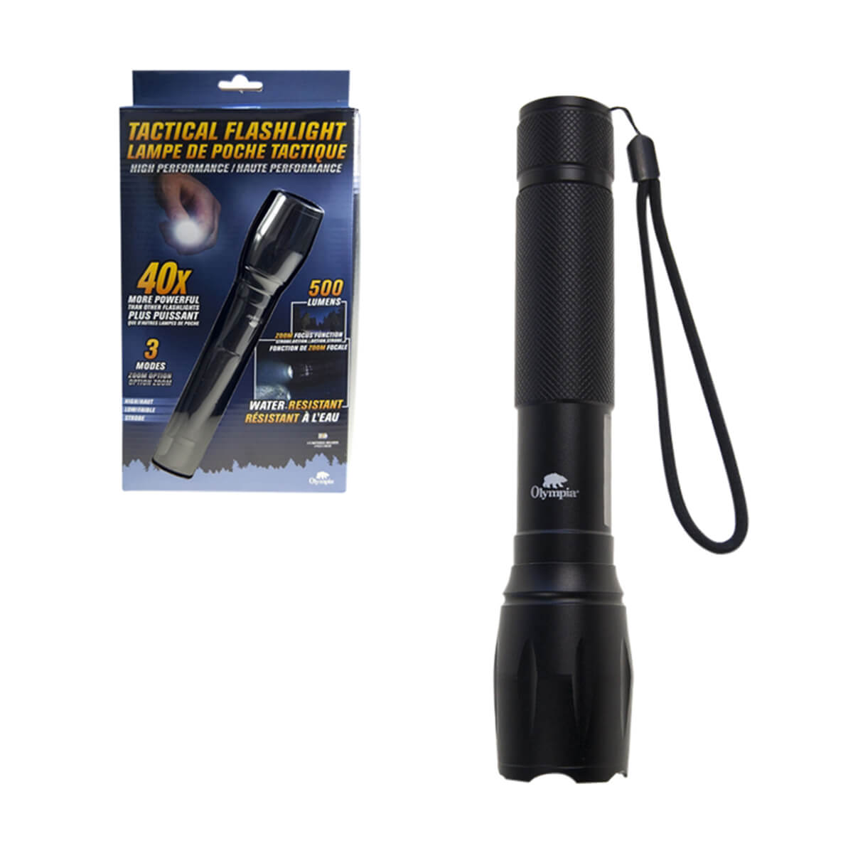 Olympia - Tactical LED Flashlight with Batteries