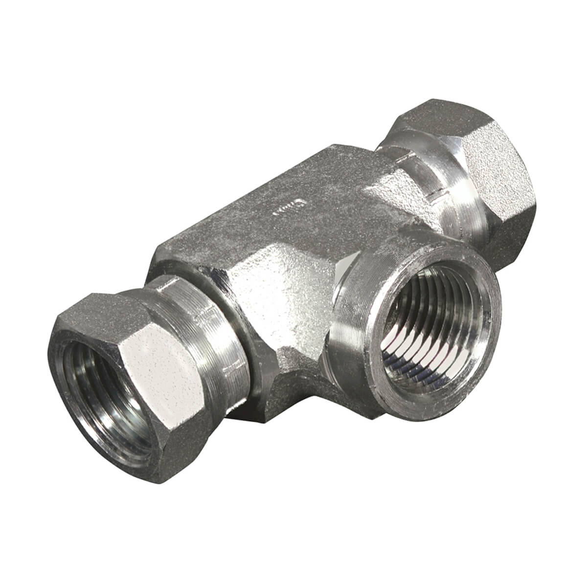 Swivel Hydraulic Tee Adapter - 1/2-in FPT x 1/2-in FPT