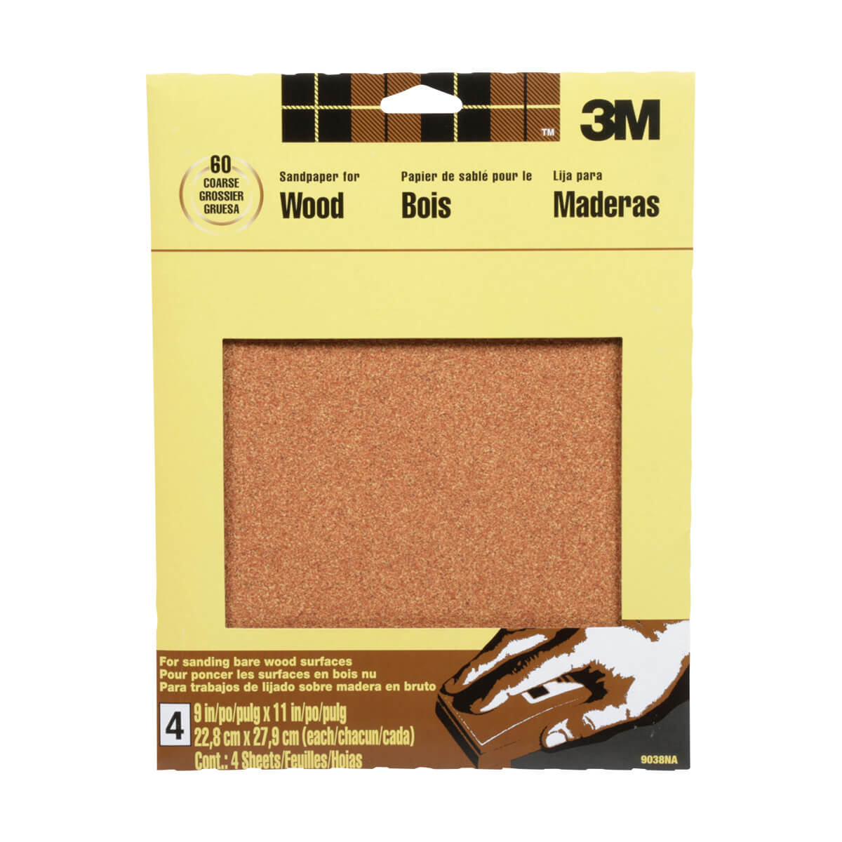 3M Garnet Sandpa - 4 Pack - 60 Grit 3M Garnet Sandpa - 4 Pack - 60 Grit