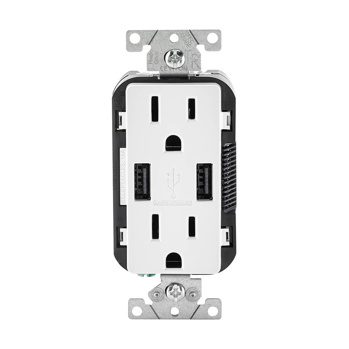 Leviton R02-T5632-0BW 15A White USB & Receptacle Combination Outlet