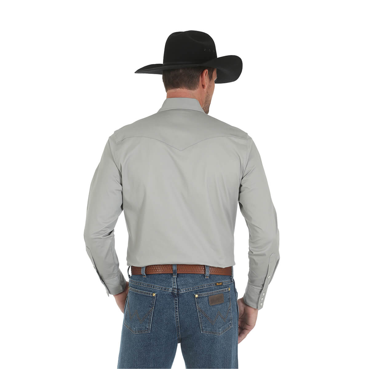 Men's Wrangler® Premium Performance Advanced Comfort Cowboy-Cut Long-Sleeved Shirt - Cement