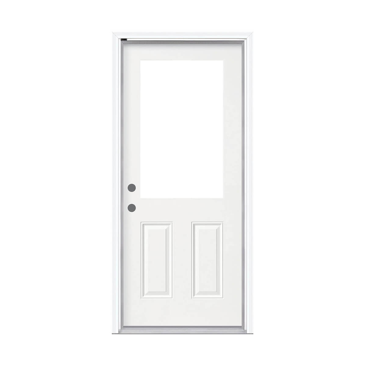 Steel Entry Door With 1/2 Lite Cutout - 2x6 FJ Pine Jamb - Left Hand Inswing - Double Drill