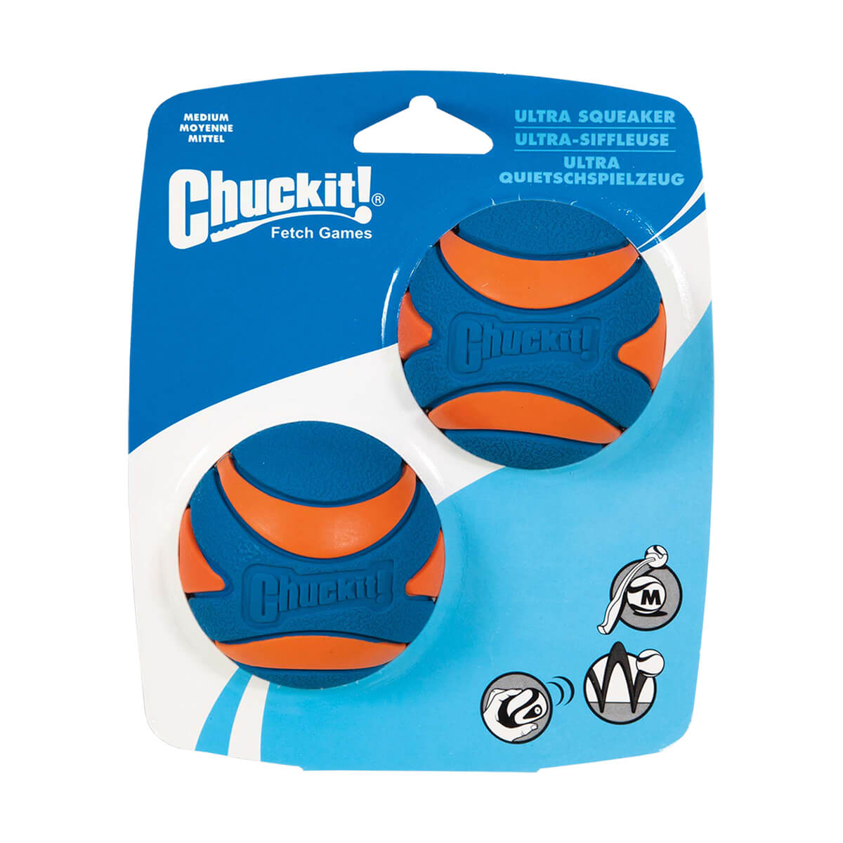 Chuckit! Ultra Squeaker Ball Dog Toy - Medium - 2 Pack