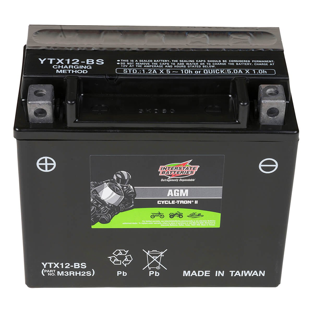 Cycletron AGM 12 Volt Battery, Non Spillable - CYTX12-BS