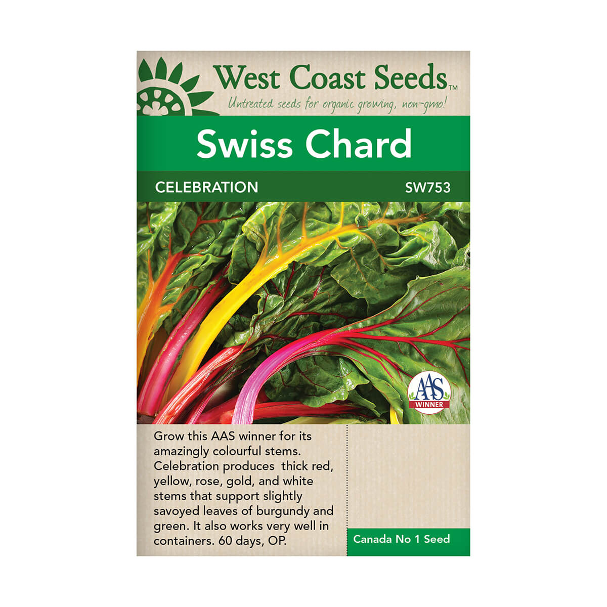 Celebration Swiss Chard Seeds - approx. 64 seeds