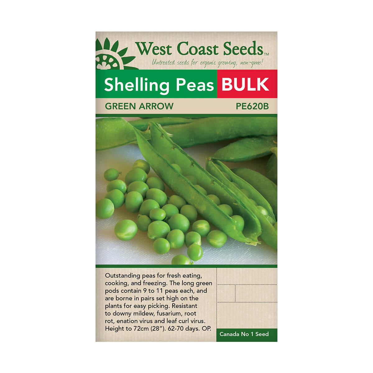 Green Arrow Shelling Pea Seeds - approx. 262 seeds