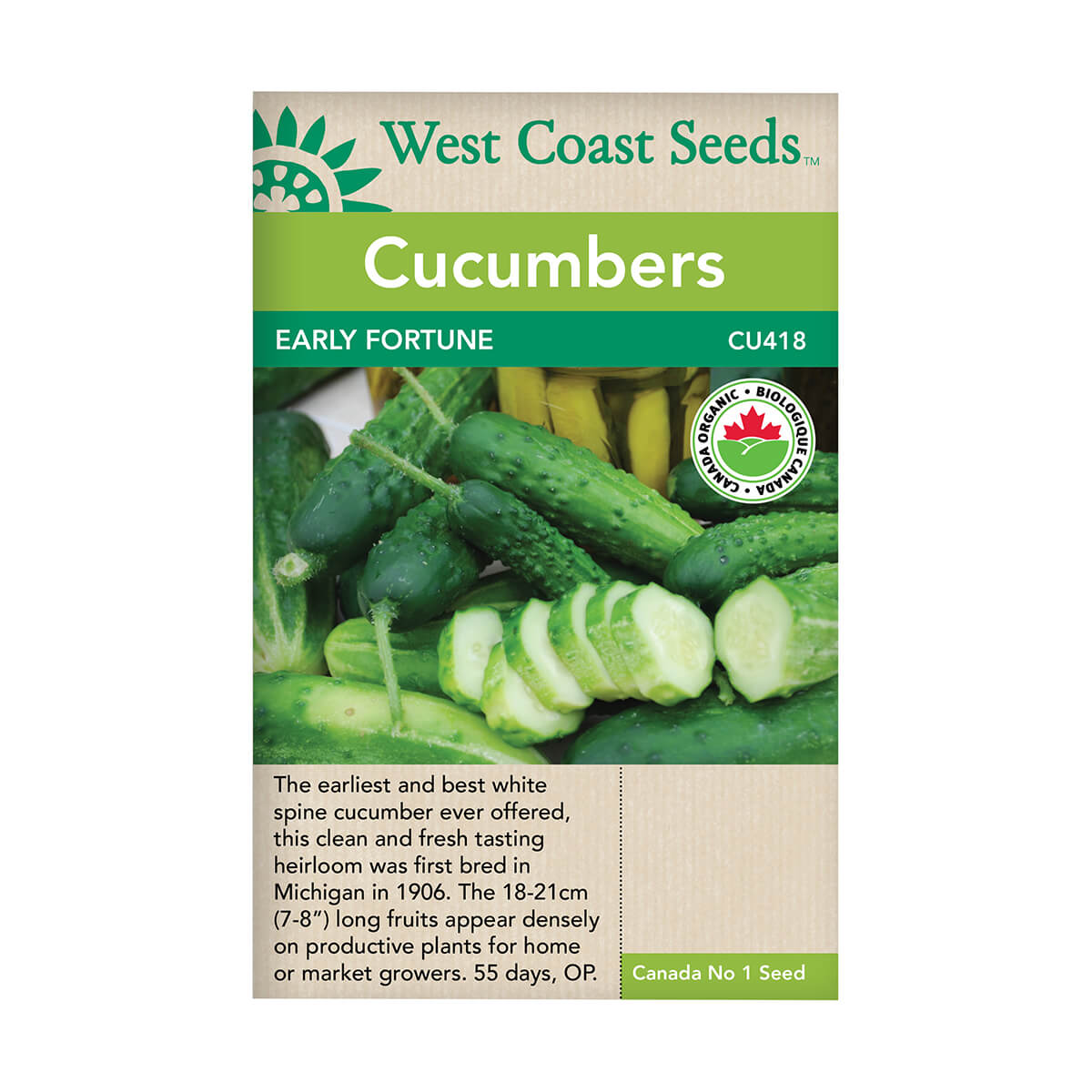 Early Fortune Organic Cucumber Seeds - approx. 40 seeds