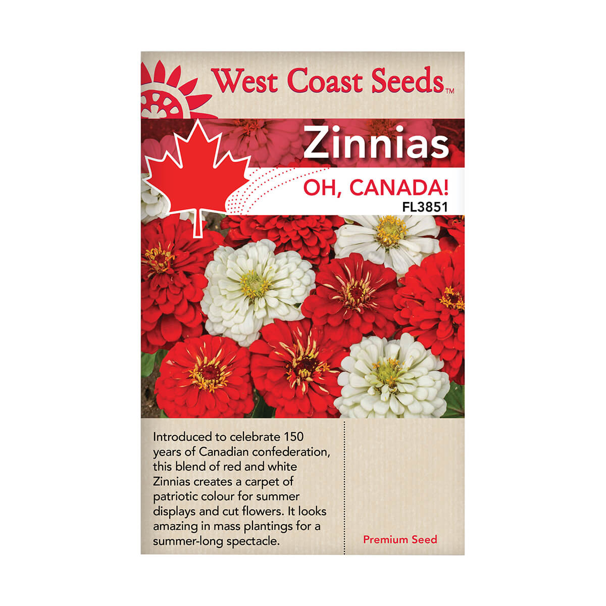 Oh Canada Zinnia Blend Seeds - approx. 150 seeds