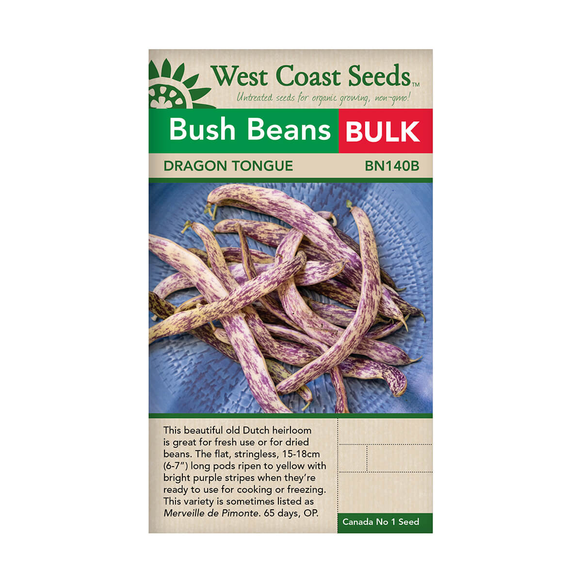 Dragon Tongue Bush Bean Seeds - approx. 300 seeds