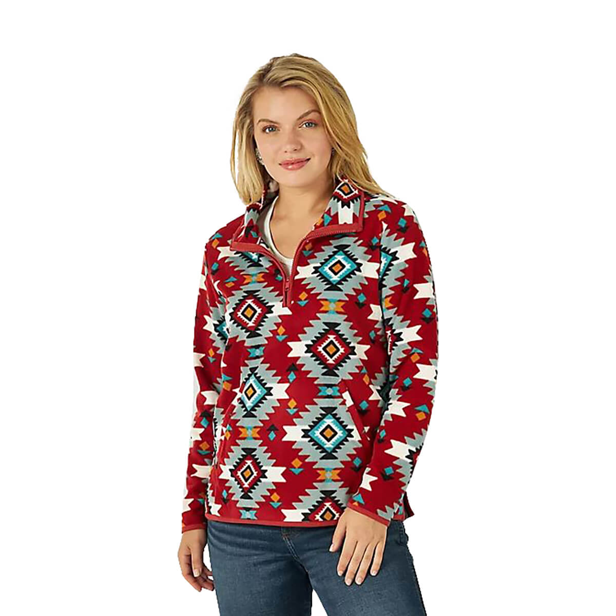 RETRO® Southwestern Quarter-Zip Fleece Pullover - Rust
