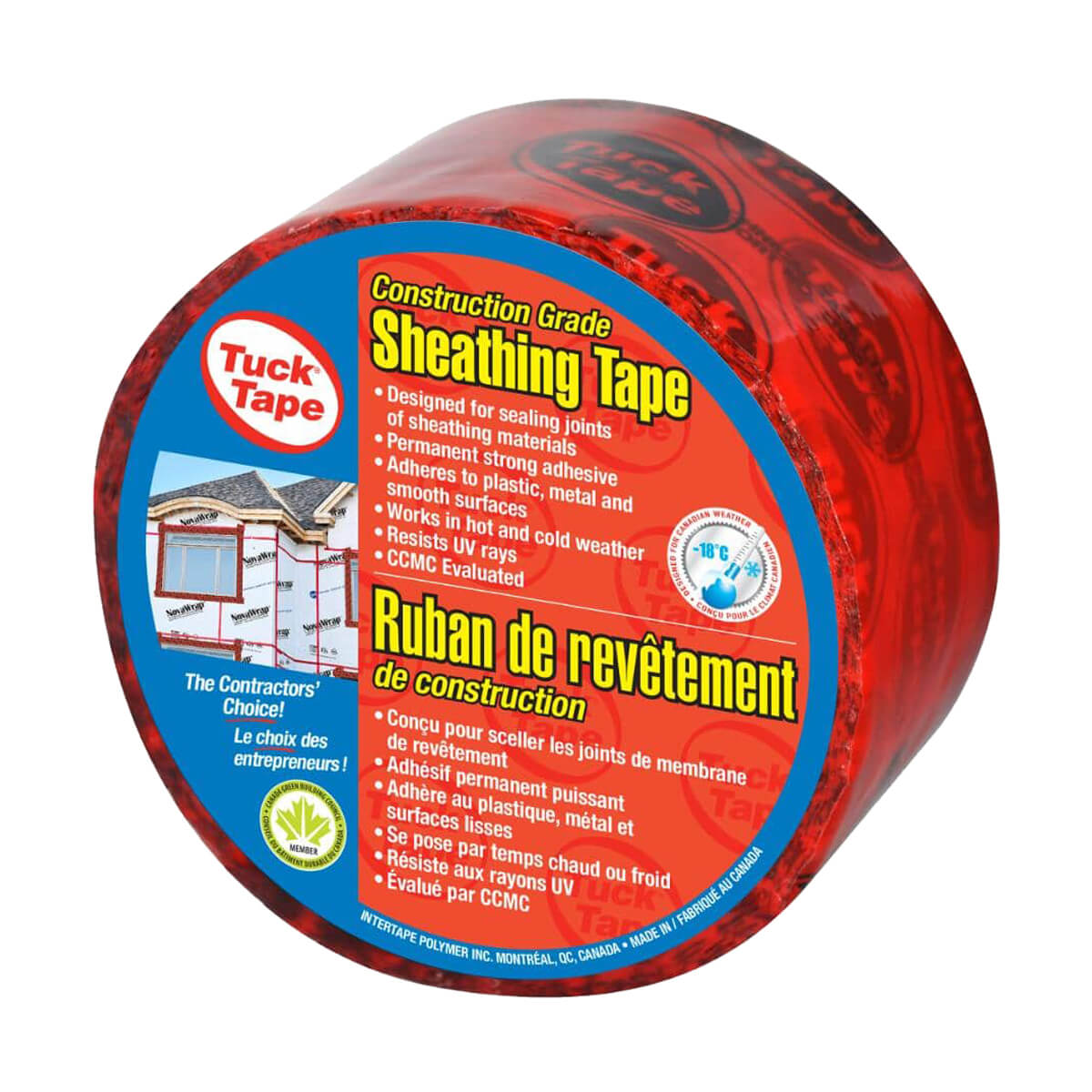 Tuck Tape Construction Grade Sheathing Tape - Red - 60 mm x 55 m