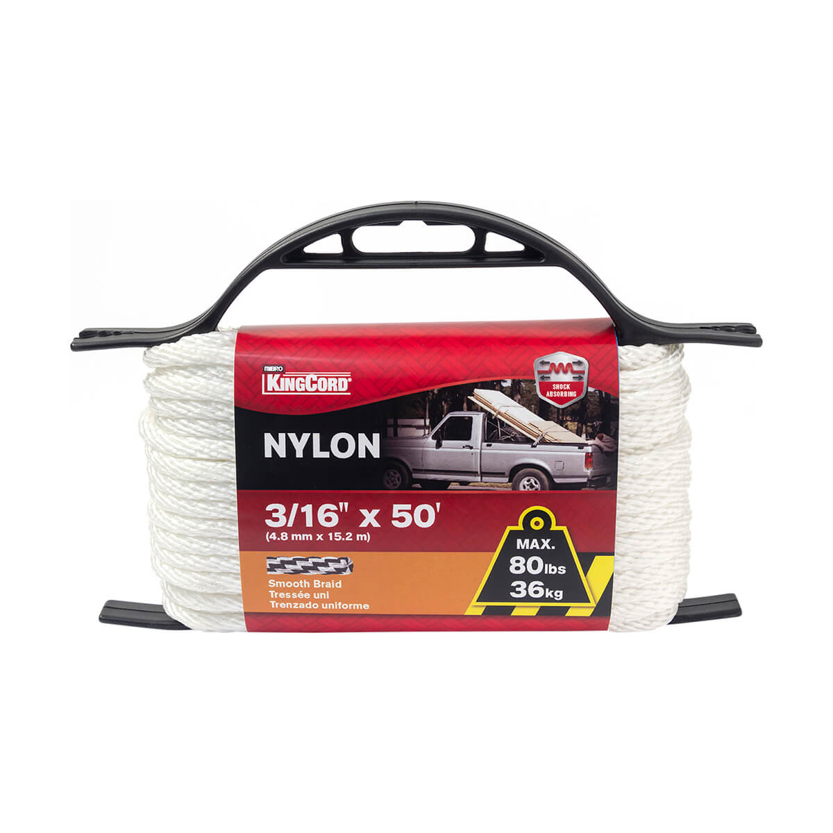 Nylon Smooth Braid Rope - 3/16-in x 50-ft
