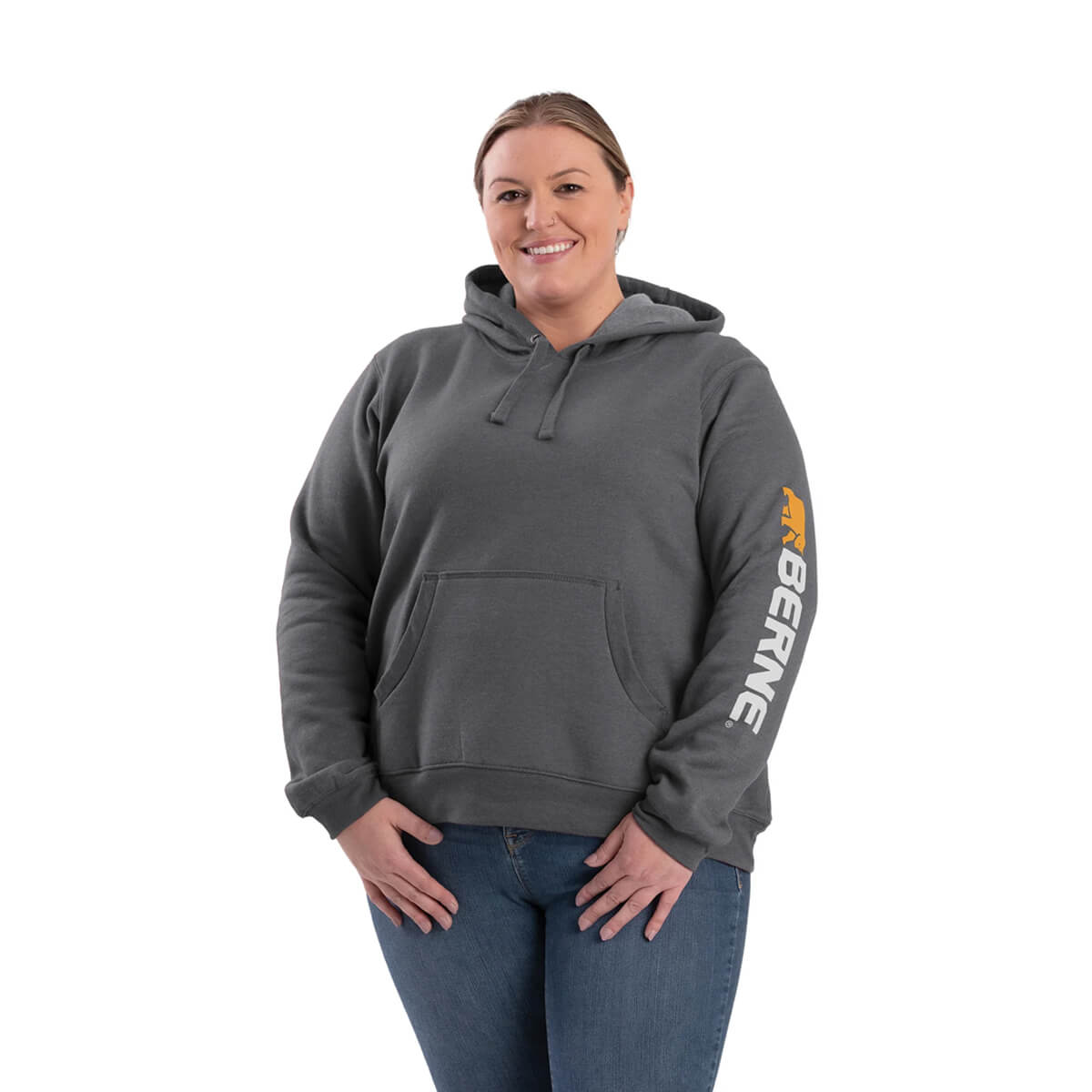 Berne Women's Signature Sleeve Hooded Pullover - Graphite