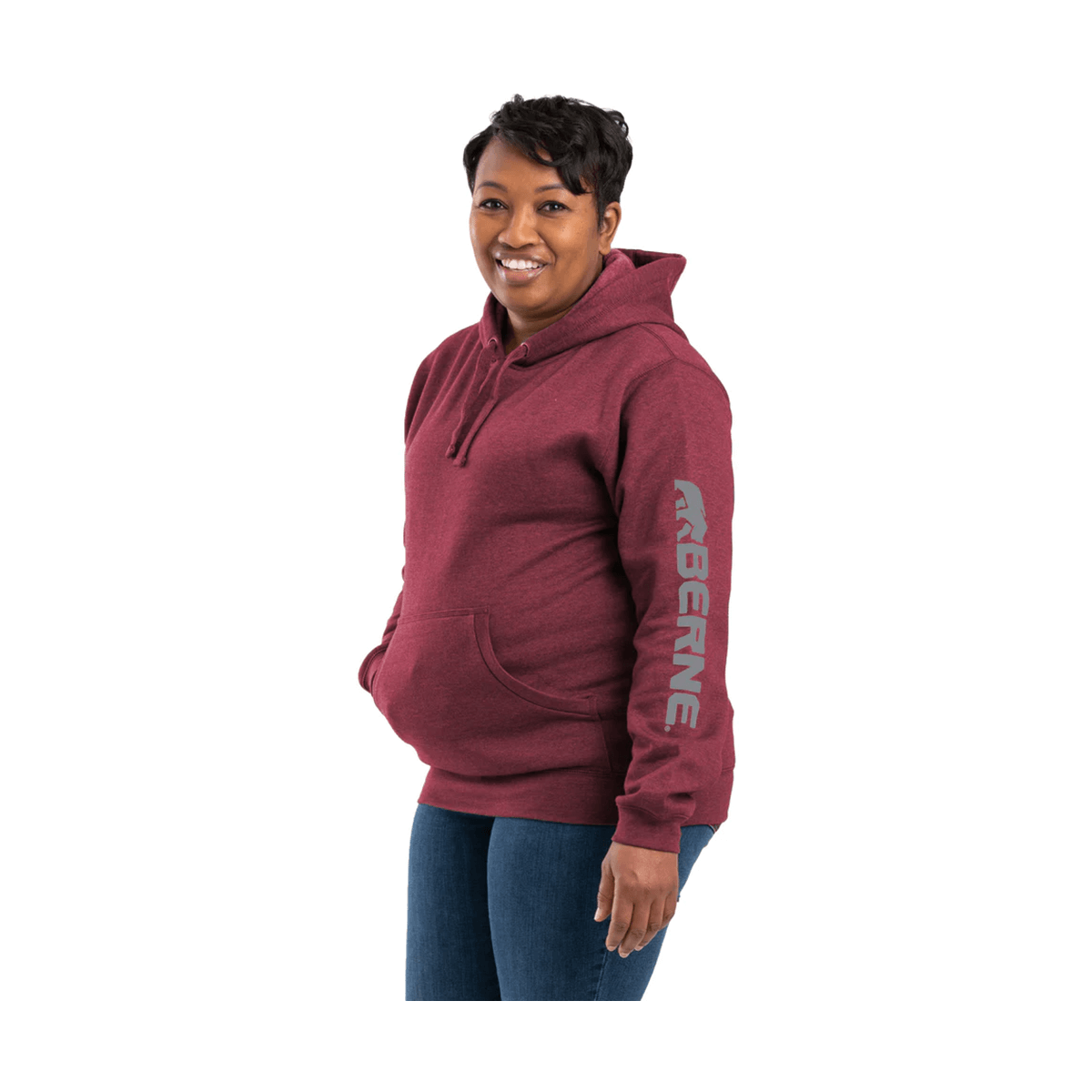 Berne Women's Signature Sleeve hooded Pullover - Cabernet