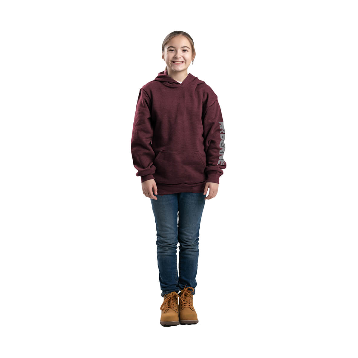 Berne Youth Signature Sleeve Hooded Pullover - Cabernet