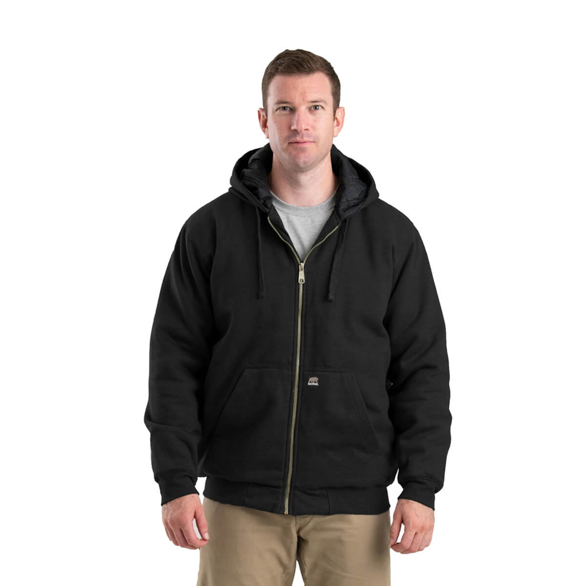 Berne Men's Highland Insulated Full-Zip Hooded Sweatshirt - Black