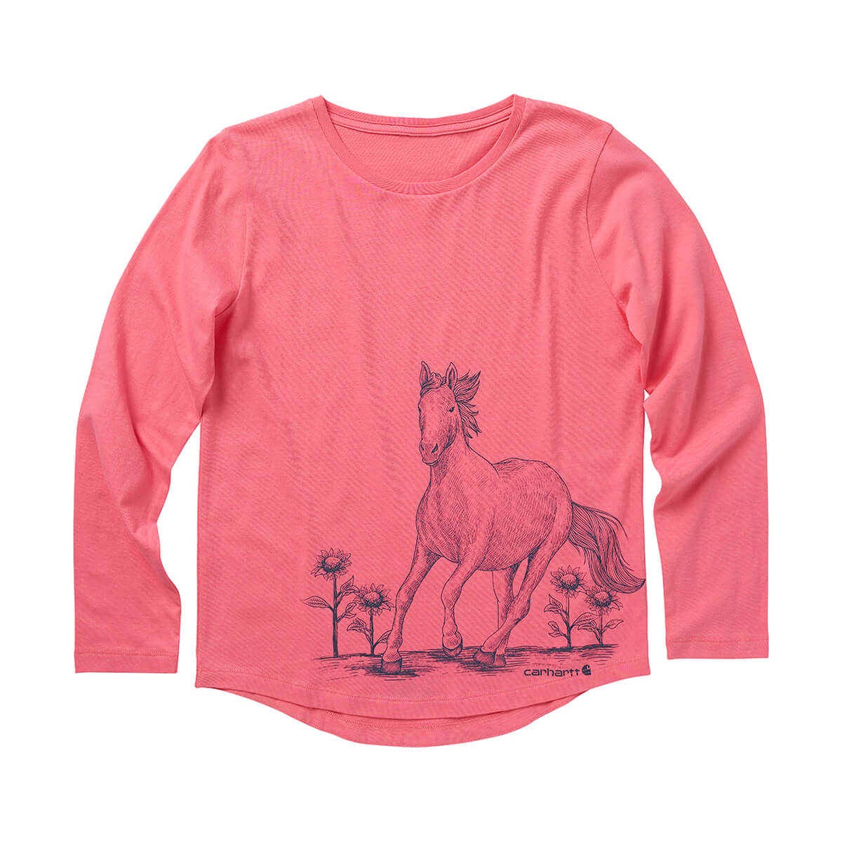 Carhartt Long-Sleeve Galloping Horse T-Shirt - Pink