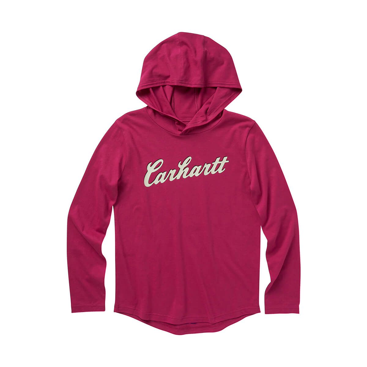 Carhartt Long-Sleeve Hooded Cursive Logo T-Shirt - Fuchsia