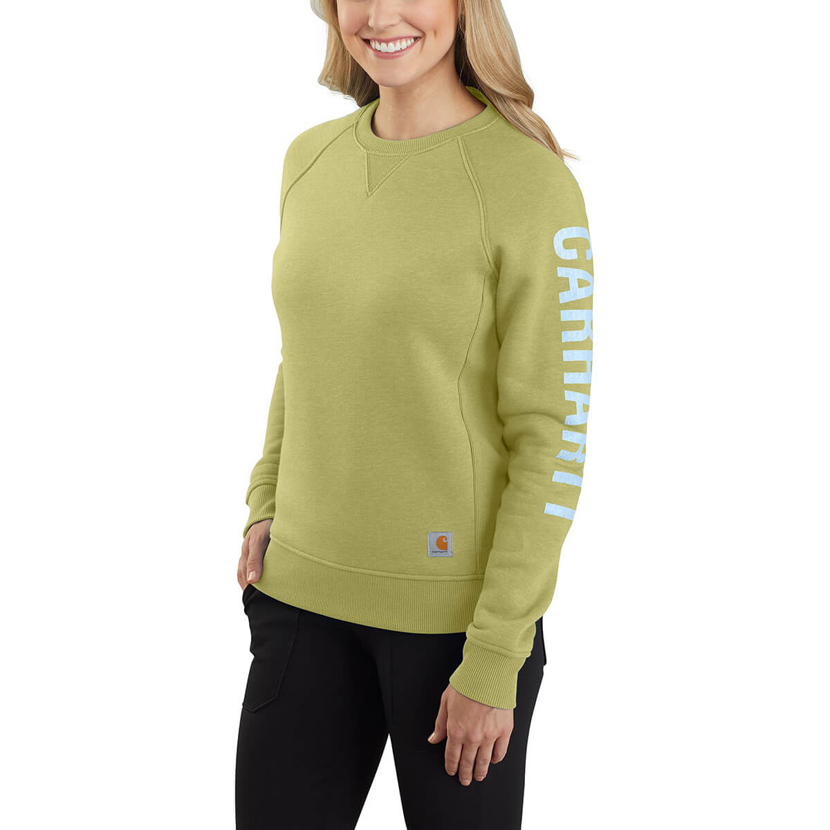 Carhartt Relaxed Fit Midweight Crewneck Block Logo Sleeve Graphic Sweatshirt - Olive