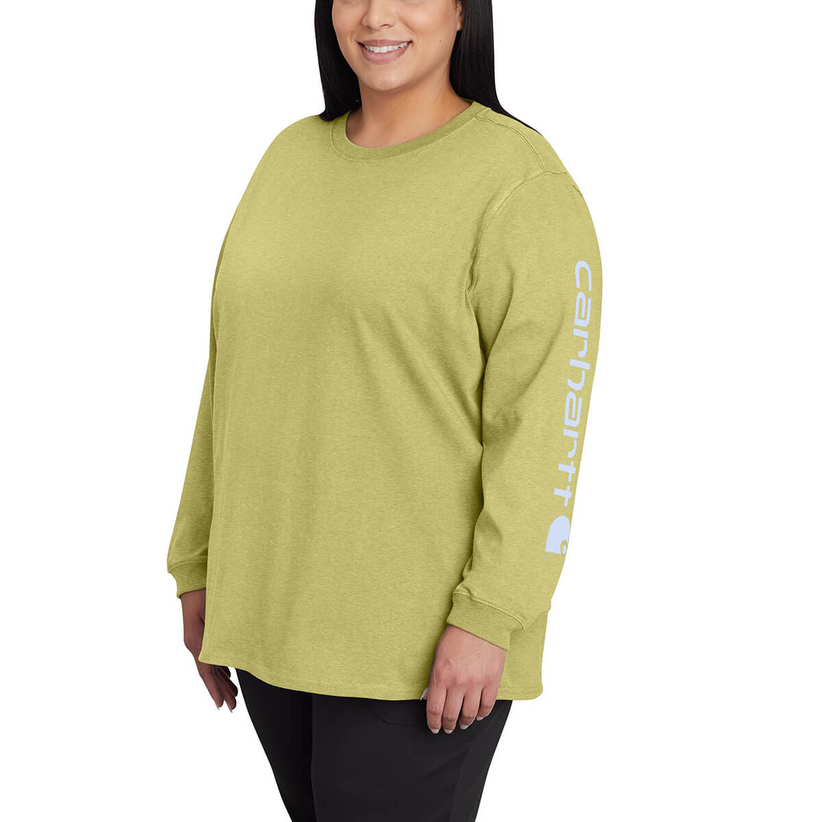 Carhartt Loose Fit Heavyweight Long-Sleeve Logo Sleeve Graphic T-Shirt - Lime