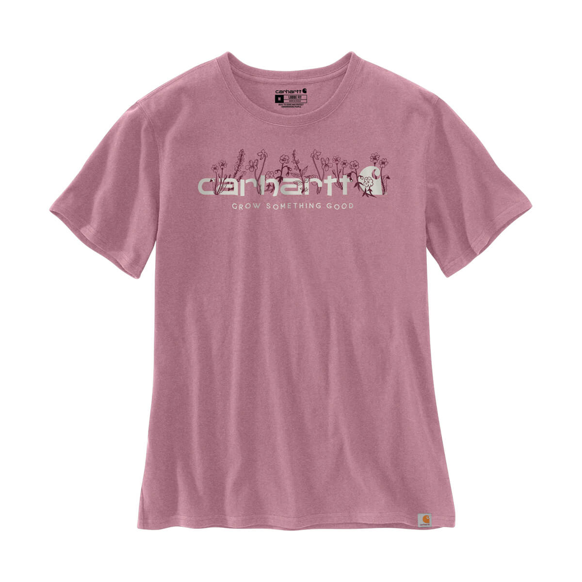 Carhartt Loose Fit Heavyweight Short-Sleeve Floral Logo Graphic T-Shirt - Fox