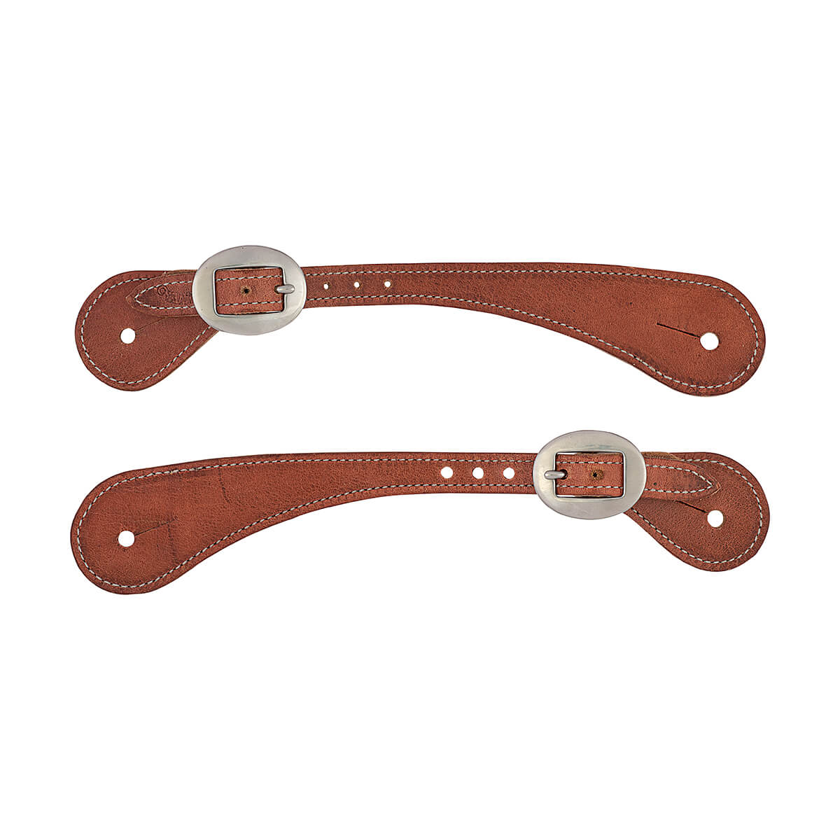 Mens Shaped Harness Leather Spur Straps, Russet