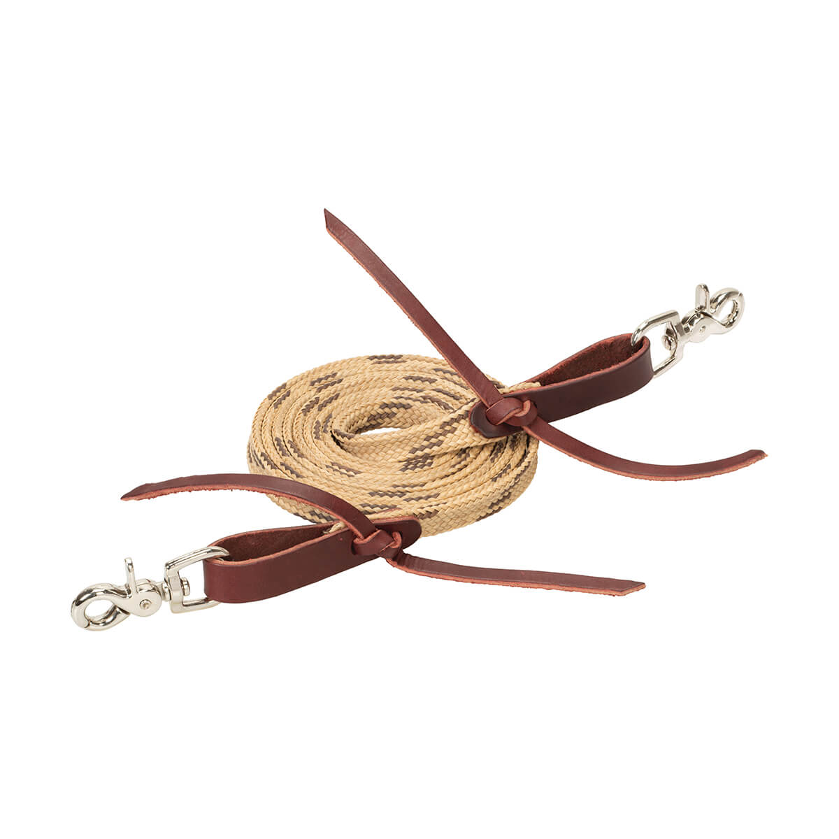 Flat Braided Competition Roper Rein - Tan/Brown - 5/8-in x 8-ft