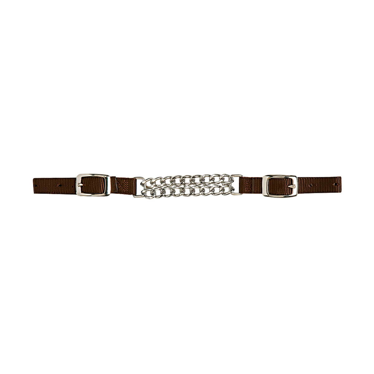 Nylon Curb Strap with 4-1/2-in Double Flat Link Chain - Brown