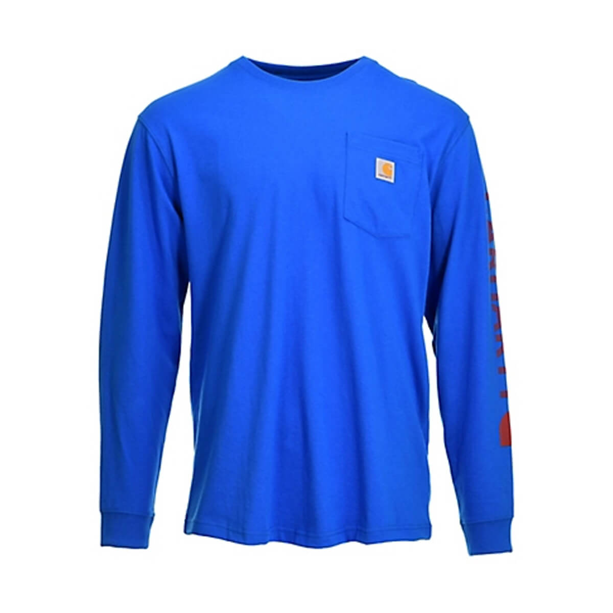 Carhartt Loose Fit Heavyweight Long-Sleeve Pocket Logo Graphic T-Shirt - Blue Glow